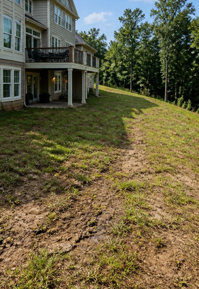 Estate backyard before landscape renovation