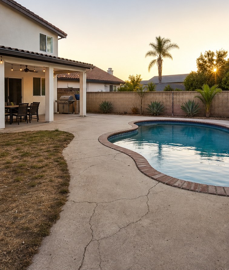 Pool patio before renovation